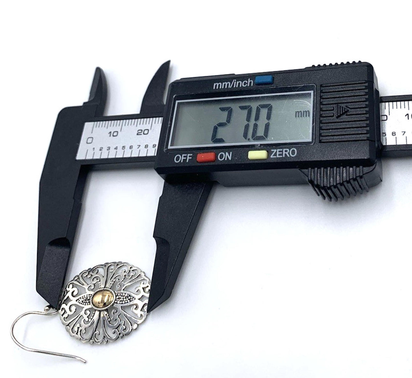 Designer Sterling Silver 18k Accent Filigree Oval Dangle Large Earrings