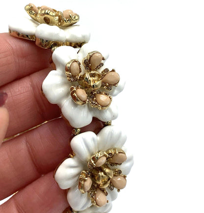 Ann Taylor Stretch Enamel Flower Bracelet Earrings Ring Set