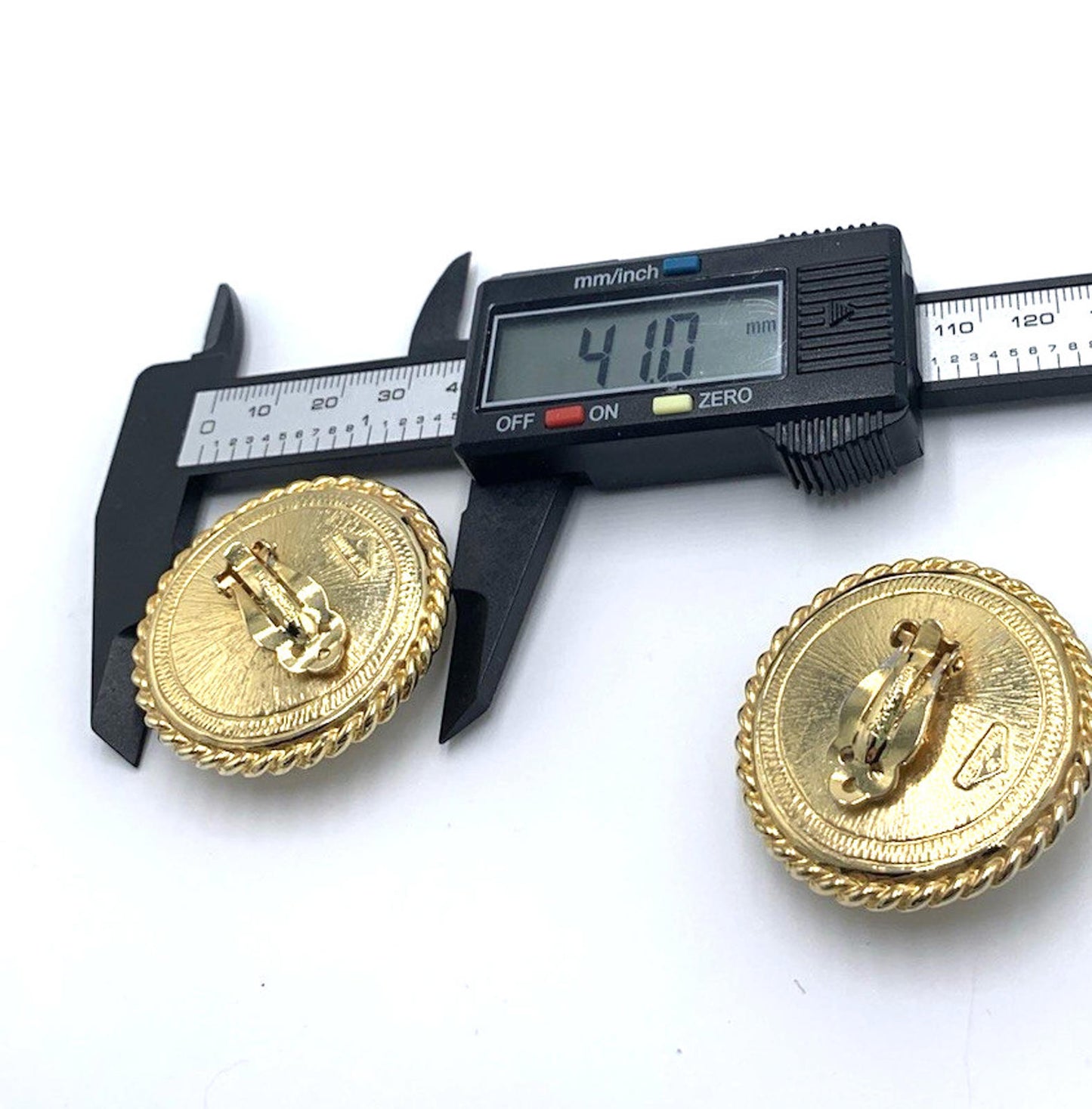 Vintage Ben Amun Nautical Anchor Clip-On Earrings Round Gold Tone Statement