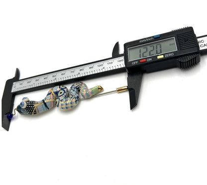 Cynthia Chuang Unsigned Porcelain Checkered Whimsical Snake Large Stick Pin