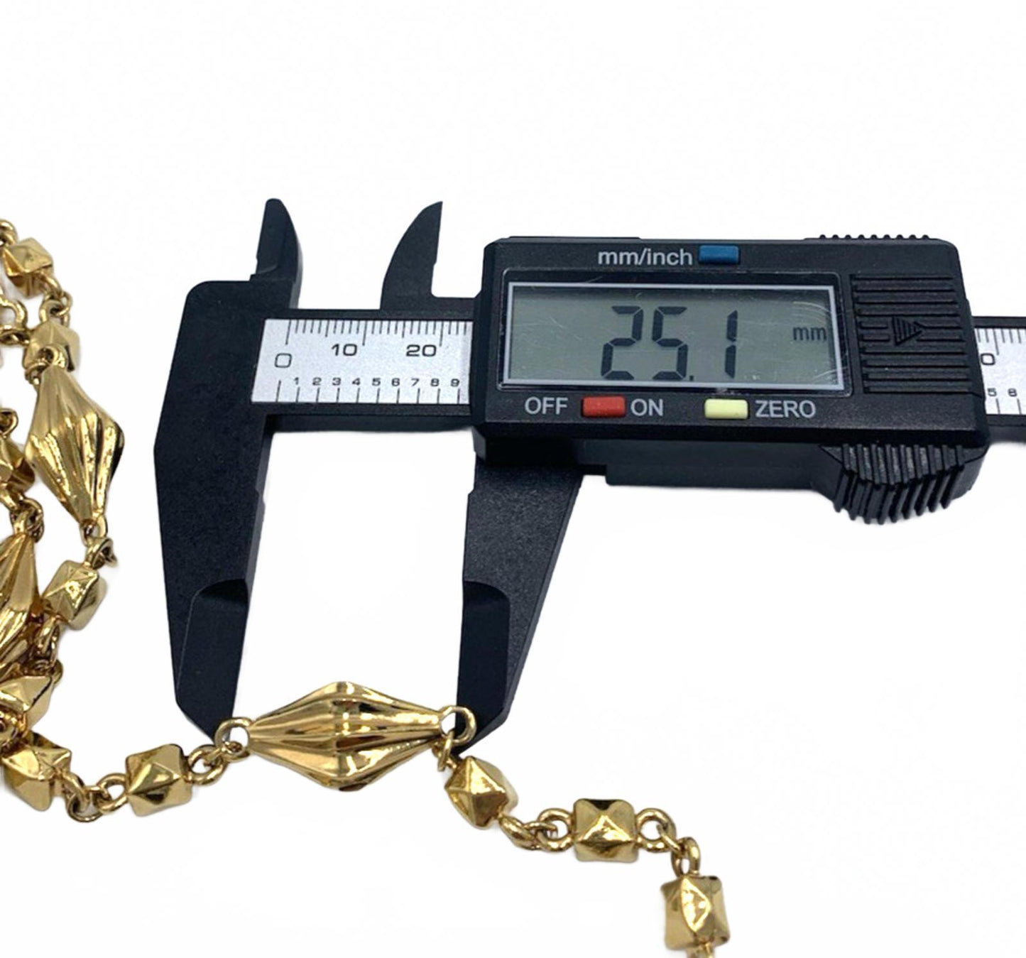 Vintage St John Designer Faceted Goldtone Diamond Stud Link Runway Necklace 40”