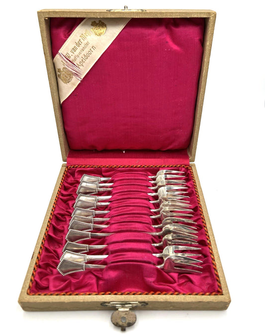 Antique Set 12 Dutch .833 Silver J.M. van Kempen en Zoon Cocktail/shrimp Forks