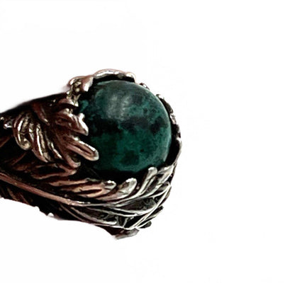 Vintage Sterling Silver Native/southwestern Handcrafted Green Turquoise Ring