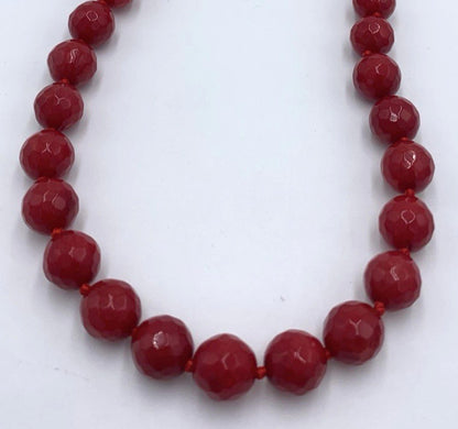 NWOT Lucas Lameth LUC Necklace Red Faceted Agate Sterling Silver Knotted Beaded