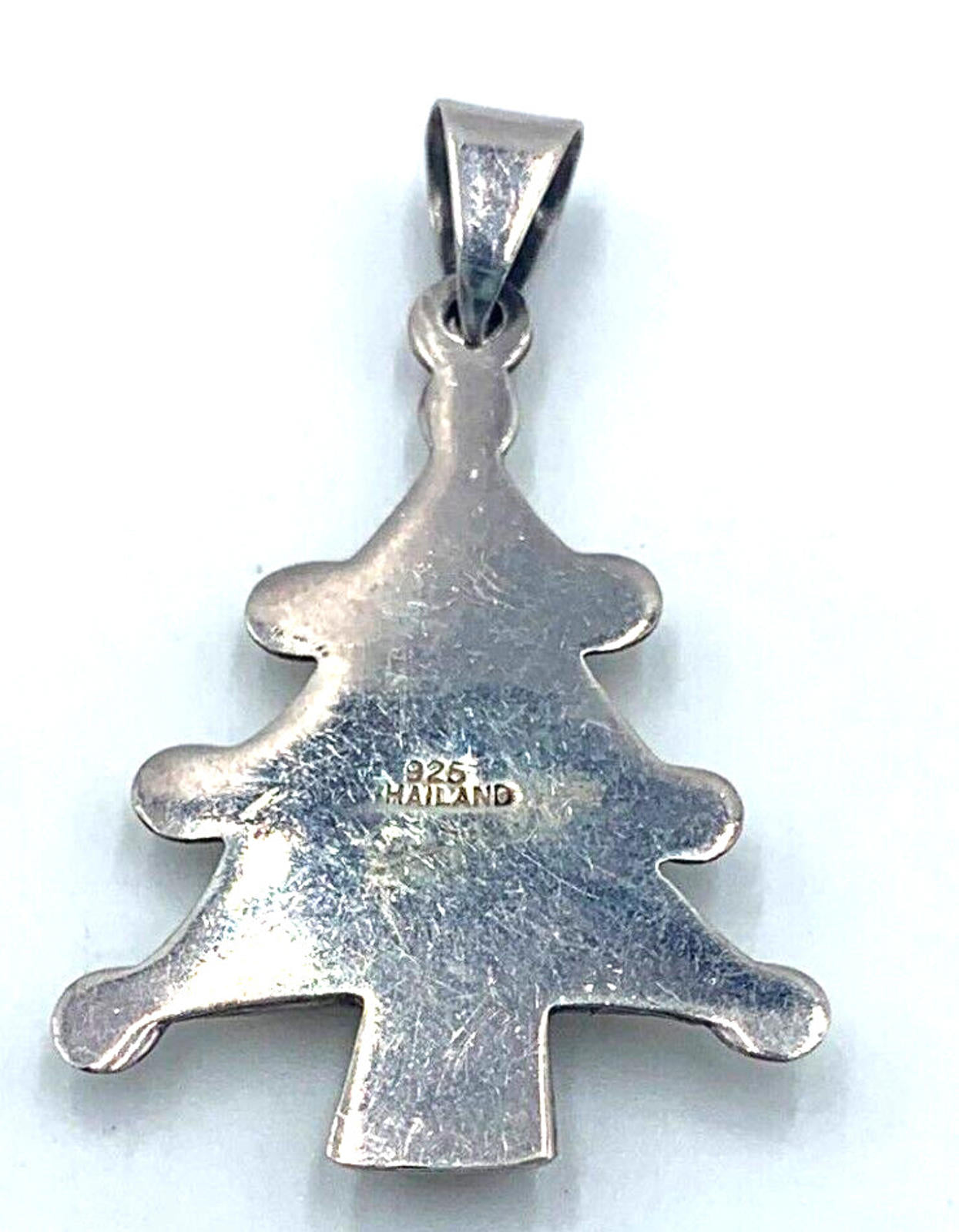 Vintage Stamped 925 Thailand Sterling Silver Christmas Tree Charm Pendant 6gr