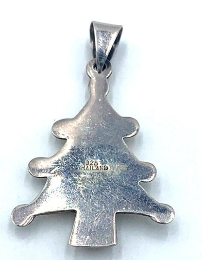 Vintage Stamped 925 Thailand Sterling Silver Christmas Tree Charm Pendant 6gr