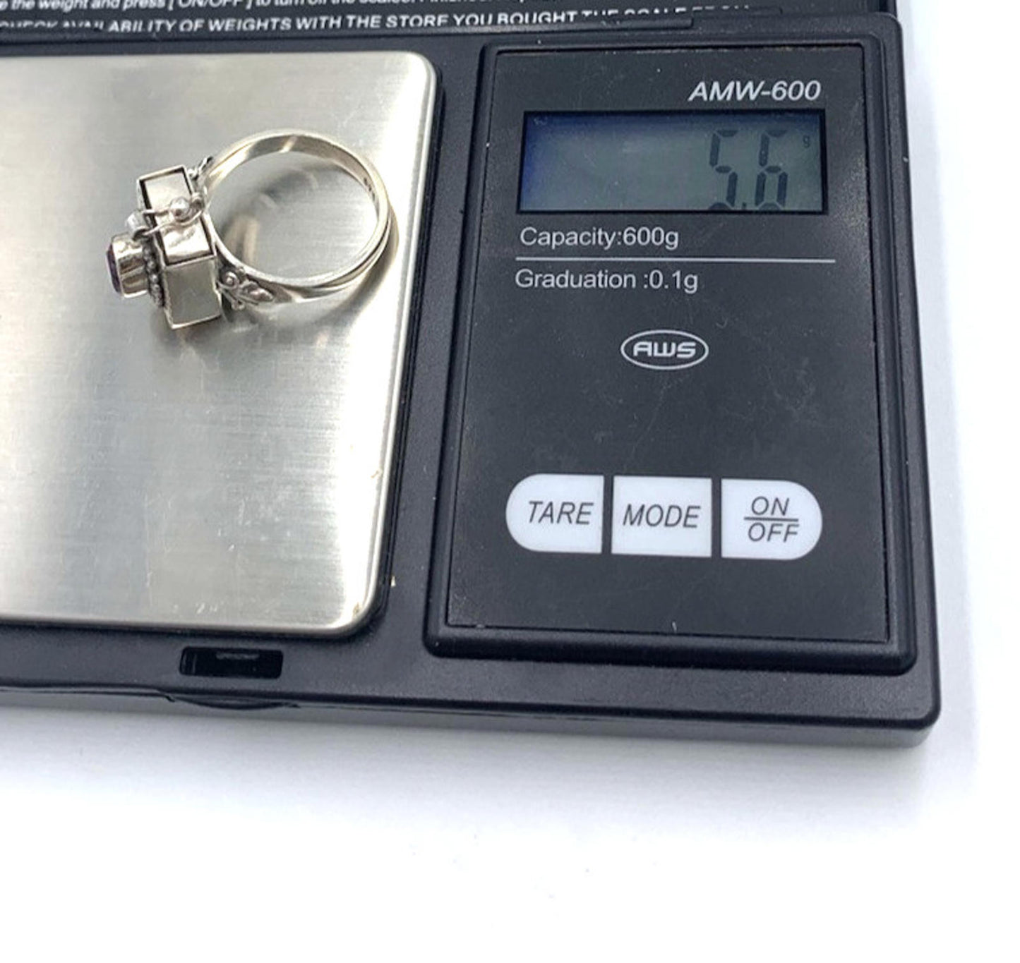 Vintage Art Deco Amethyst Poison Pill Pull Out Drawer Box Sterling Silver Ring