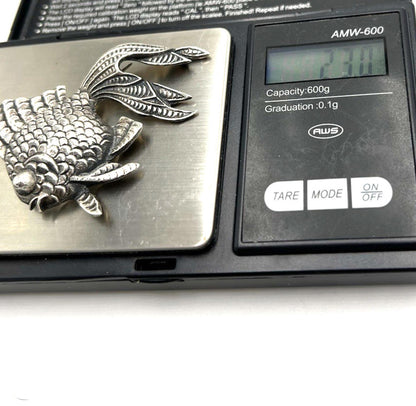 VINTAGE MEXICO Sterling Silver Figural Textured Koi Fish Large Brooch/Pin