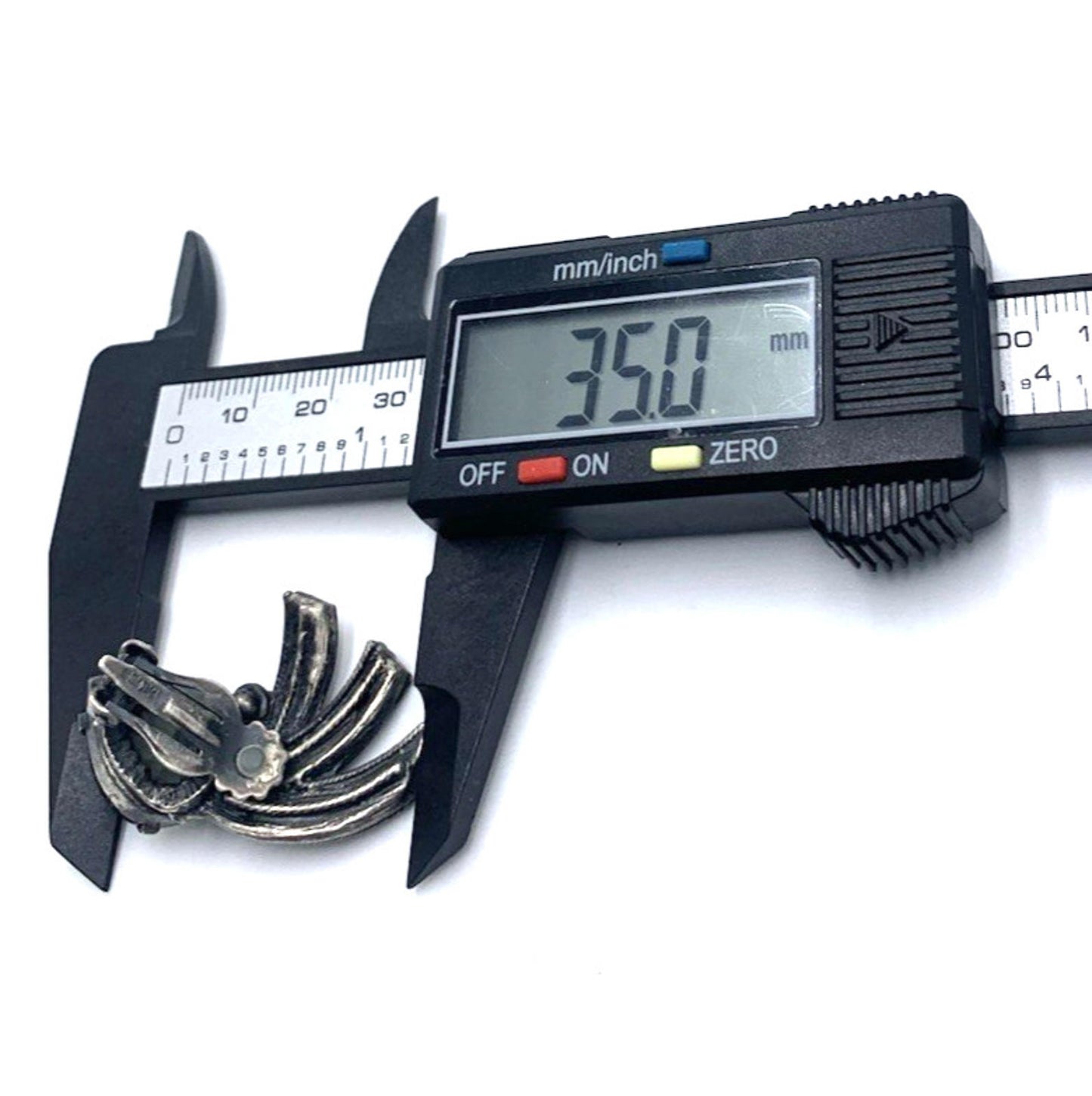 MCM Art Deco Rhinestone Teardrop Clip On Sterling Silver Earrings Patent Pending