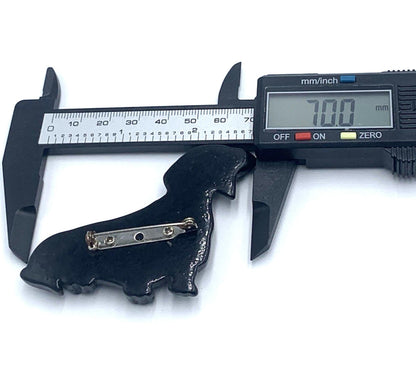 Vintage Daschund Hound Black Lucite Dog Brooch/Pin Mid century Rare