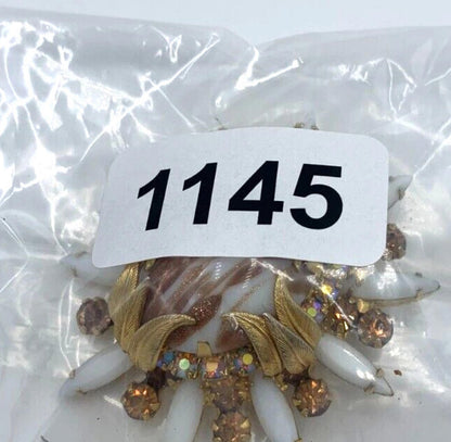 Verified Juliana Book Piece Brooch Pendant Copper Fluss Venus Flame Milk Glass