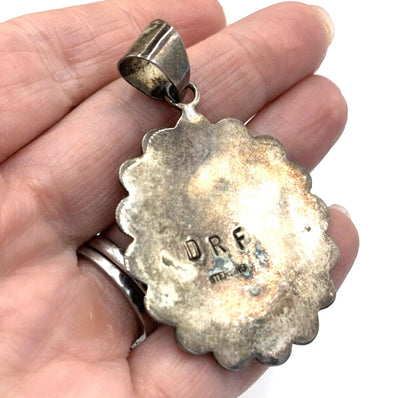 Vintage David R Freeland DRF Large Turquoise Pendant Multi stone Signed Rare