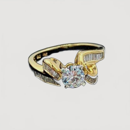 Over 1 kt TW 14Kt Yellow Gold VS2-F Diamond Engagement Ring Size 6.5