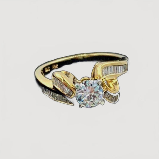 Over 1 kt TW 14Kt Yellow Gold VS2-F Diamond Engagement Ring Size 6.5