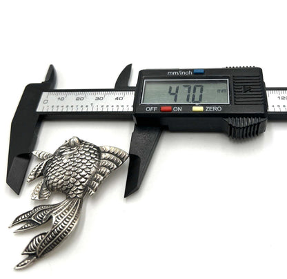 VINTAGE MEXICO Sterling Silver Figural Textured Koi Fish Large Brooch/Pin