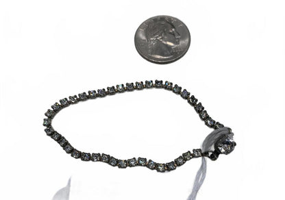 Unsigned Silvertone 3g White Rhinestone Tennis 6.75" CJ Bracelet