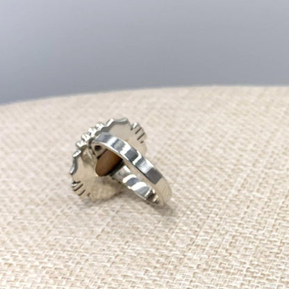 New Old Stock Native American Orange Spiny Oyster Turquoise Ring Sterling Silver