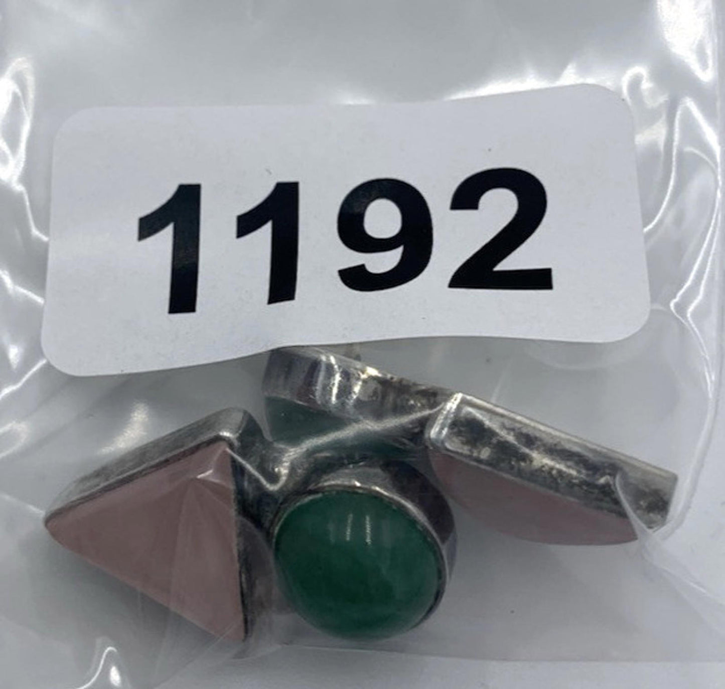 Vintage Carol Felley Southwestern Style Earrings Green Aventurine Rose Quartz