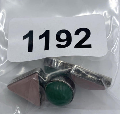 Vintage Carol Felley Southwestern Style Earrings Green Aventurine Rose Quartz