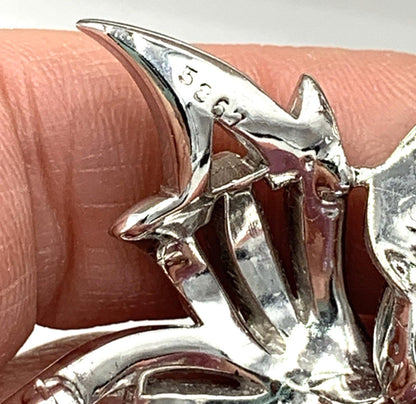 Marcel Boucher Rhodium Plated Clear Rhinestone Leaf Brooch