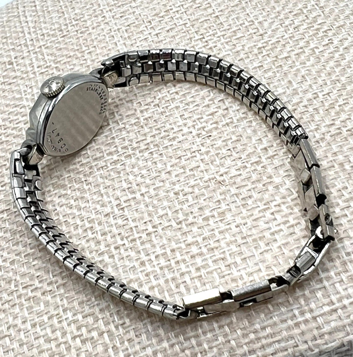 Hamiliton R.G.P. 10K Gold Mechanical Wind Silver Tone Women's Watch Runs 6.25"