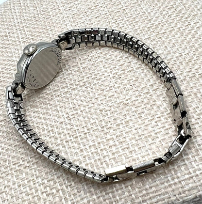 Hamiliton R.G.P. 10K Gold Mechanical Wind Silver Tone Women's Watch Runs 6.25"