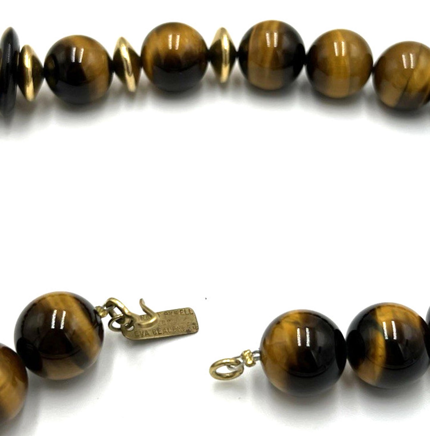DONALD PYWELL For Eva Beauchard Modernist Tiger’s Eye Gold Tone Discs Necklace