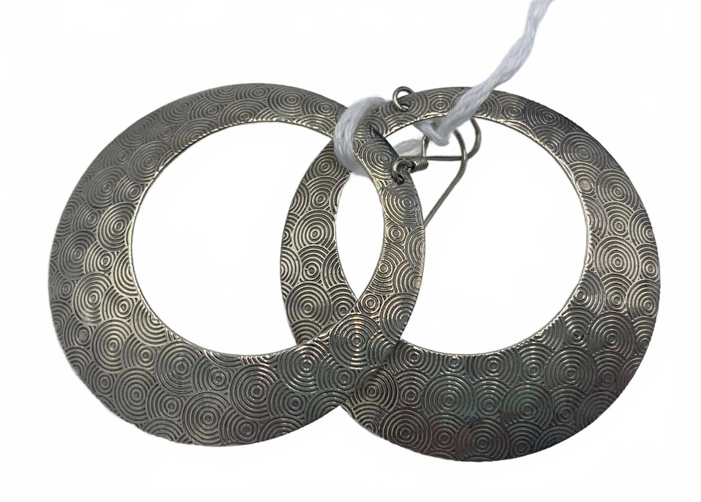 Sterling Silver Half-Moon Swirl Texture Hoop Earrings with Hooks