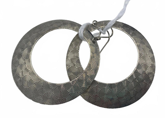 Sterling Silver Half-Moon Swirl Texture Hoop Earrings with Hooks