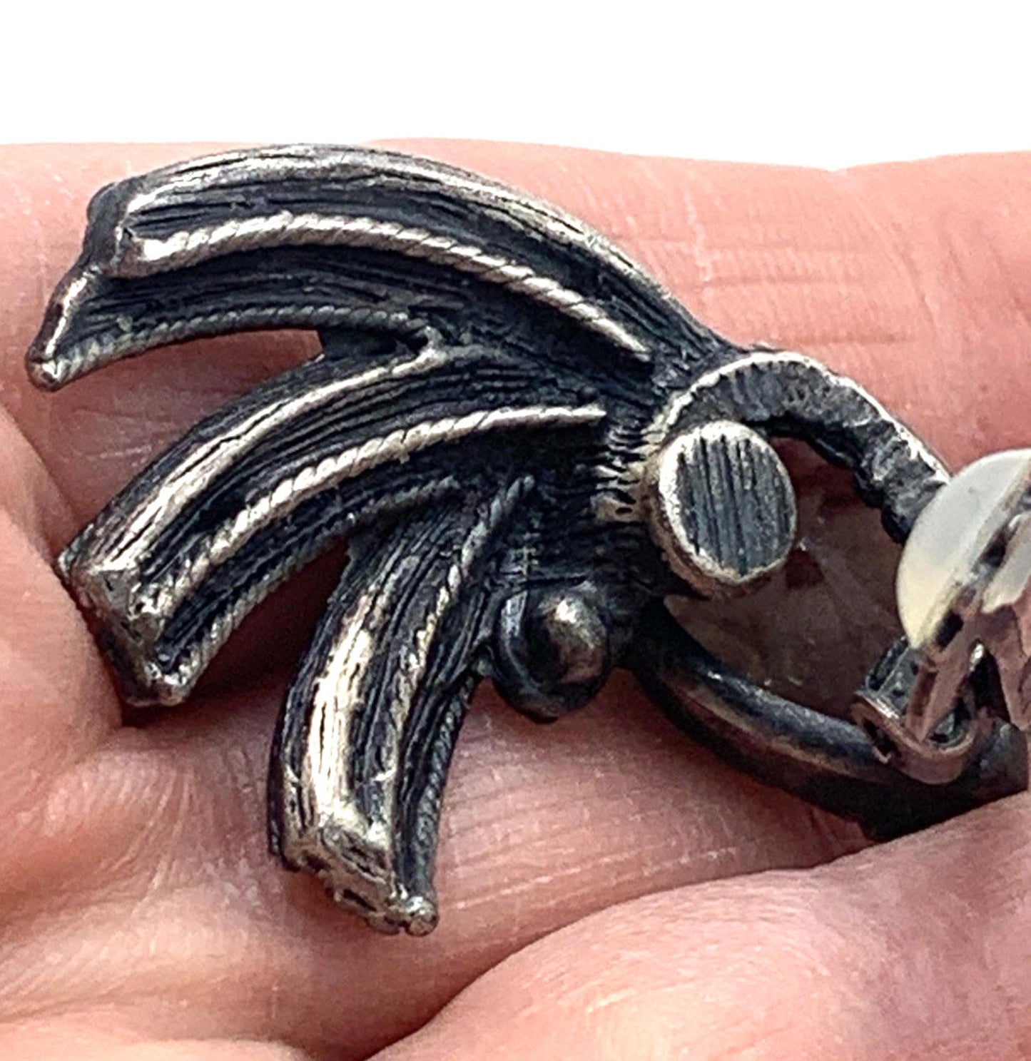 MCM Art Deco Rhinestone Teardrop Clip On Sterling Silver Earrings Patent Pending