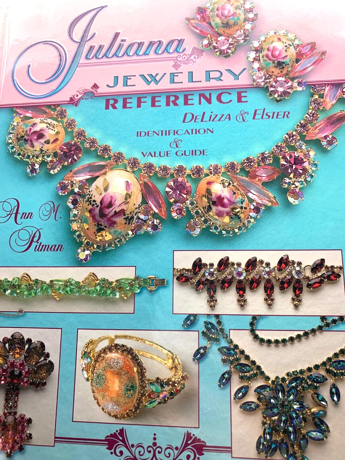 Verified Juliana Book Piece Faceted Blue Rhinestone Gold Tone Brooch Rare