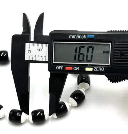 Vintage Miriam Haskell White Black Milk Glass Bead Necklace RARE 28"