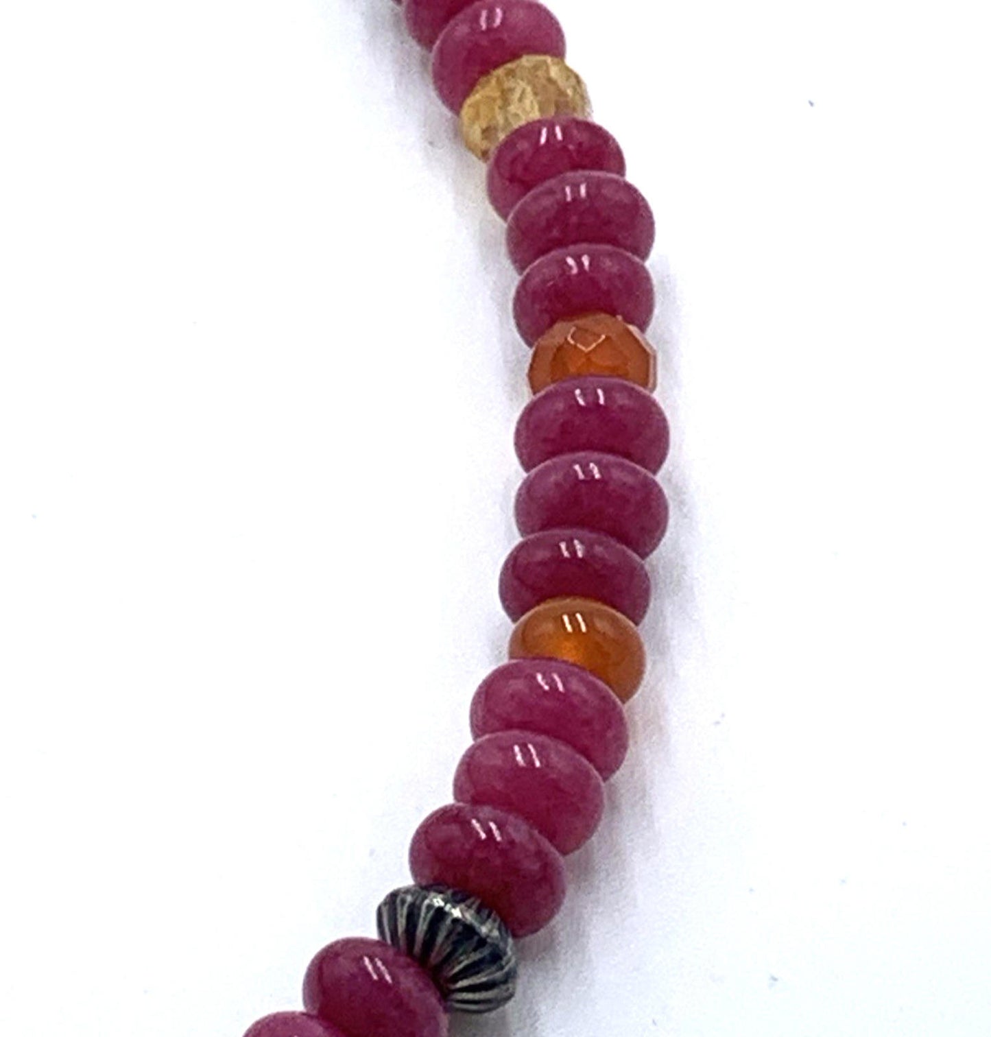 Vintage Carolyn Pollack Sterling Silver Tourmaline Pink Faceted Beaded Necklace