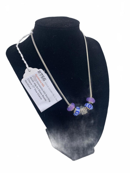 Donatella Sterling Silver Necklace with Glass and Silver Charms