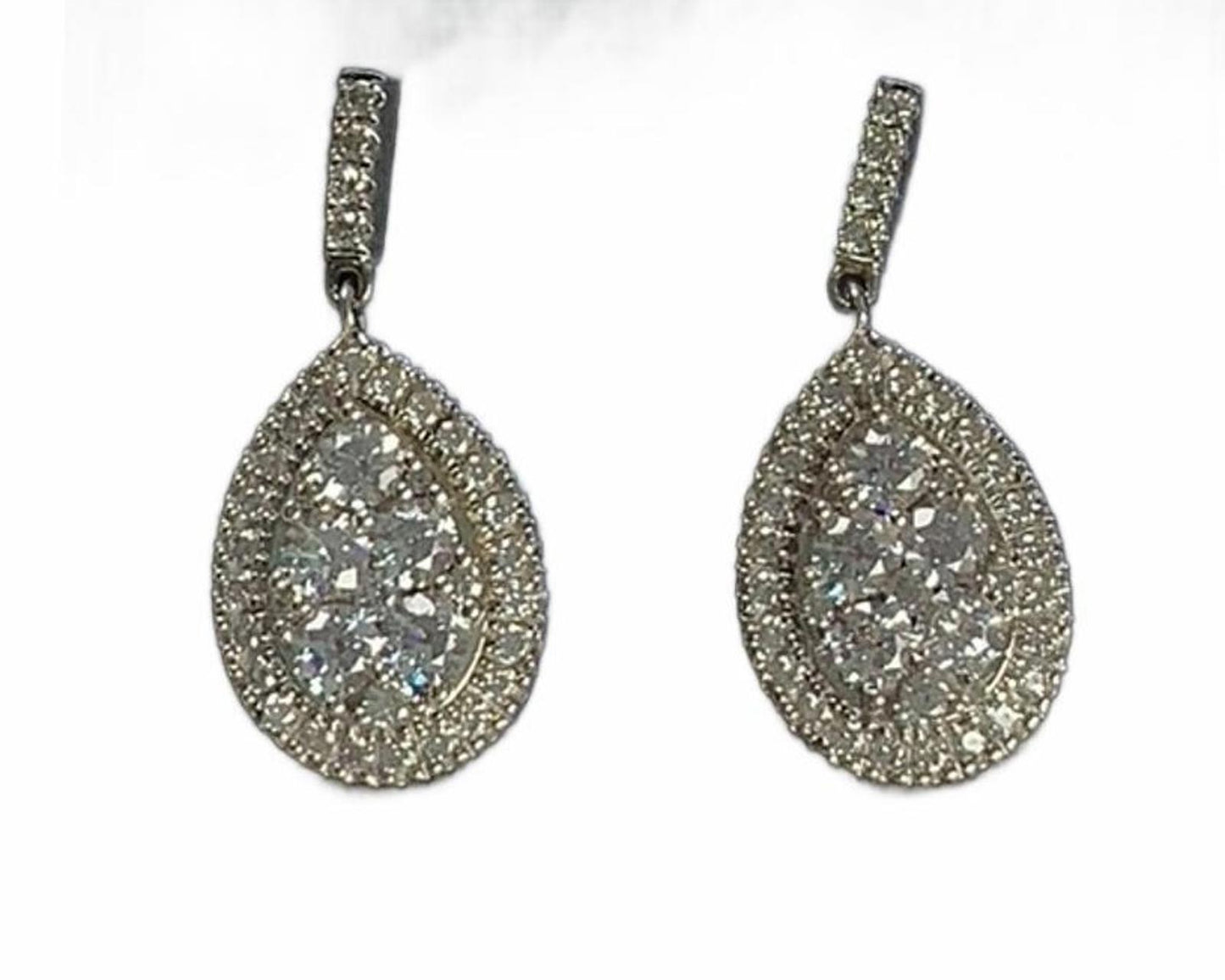 D'Joy Sterling Silver Cubic Zirconia Teardrop Dangle Articulated Post Earrings