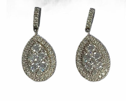 D'Joy Sterling Silver Cubic Zirconia Teardrop Dangle Articulated Post Earrings