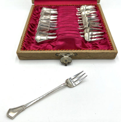 Antique Set 12 Dutch .833 Silver J.M. van Kempen en Zoon Cocktail/shrimp Forks