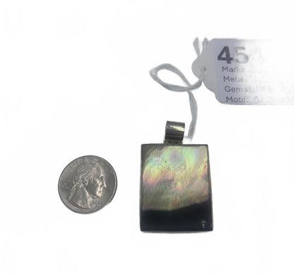 KL Sterling Silver Framed MOP/Abalone/Shell Panel 1.5" Fine Pendant