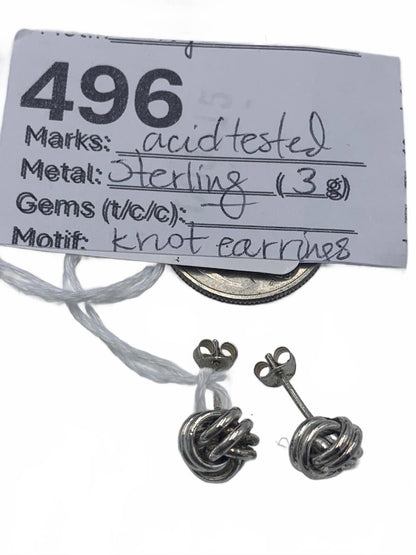 Double Knot-motif Sterling Silver Post/Stud Earrings