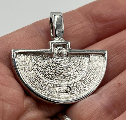 Art Deco Style Vintage Christian Dior Rhinestone Silver Tone 1990s Pendant Rare