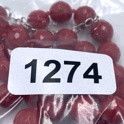 NWOT Lucas Lameth LUC Necklace Red Faceted Agate Sterling Silver Knotted Beaded