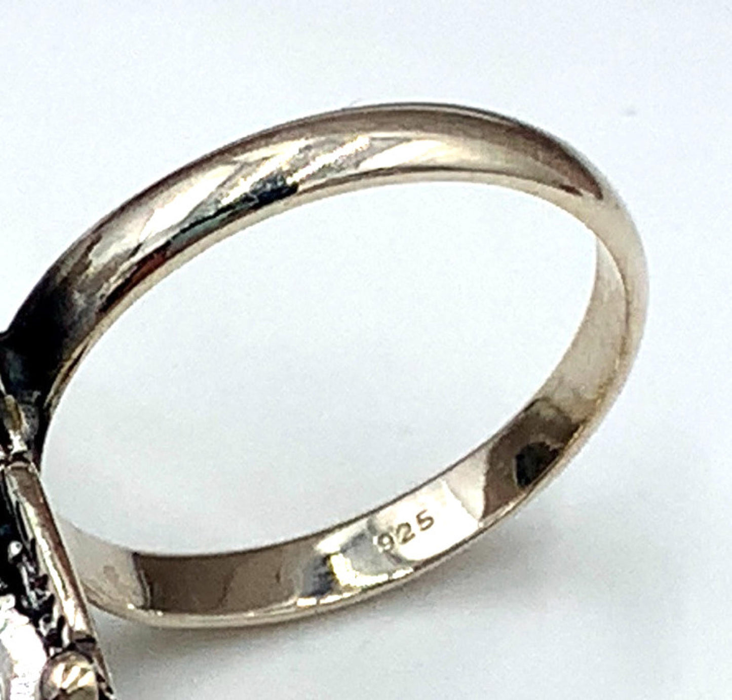 New Old Stock Vintage Sterling Silver Navajo Two Green Turquoise Stone Ring 10